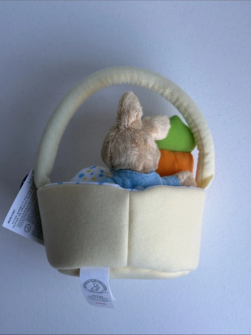 Peter Rabbit Plush Easter Basket - Cream with Orange Carrot